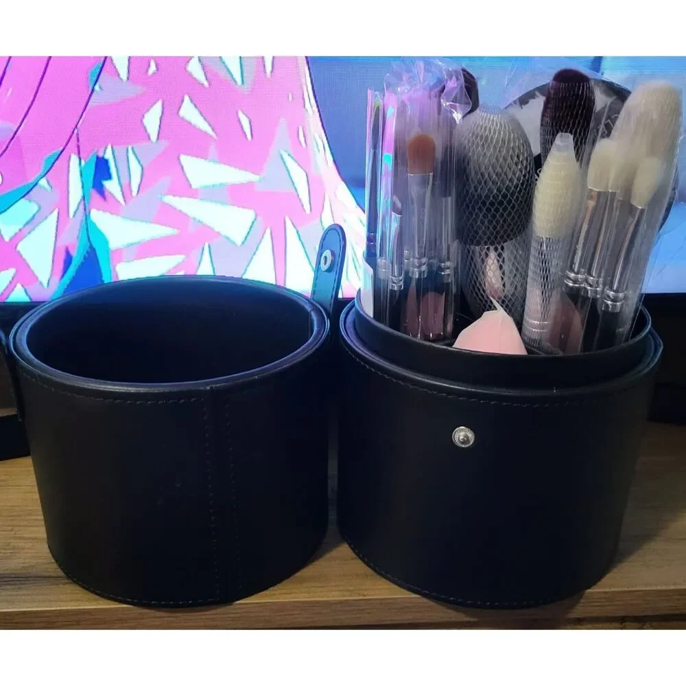 Bueart Design 34Pcs Real Goat Hair Makeup Brushes Set with Extra Large Holder